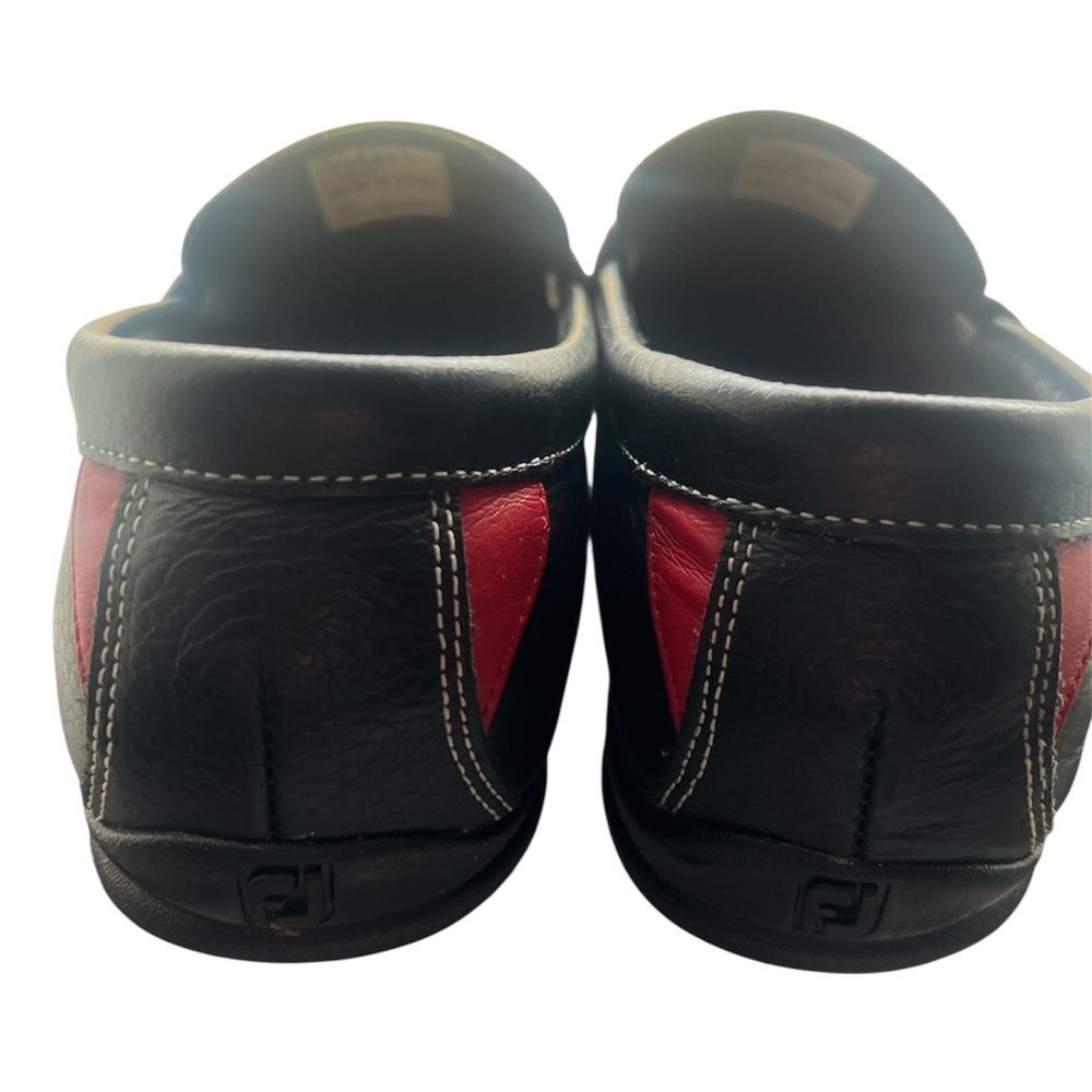 FootJoy 79047 Black Red Leather Loafers 10 - Picture 4 of 10